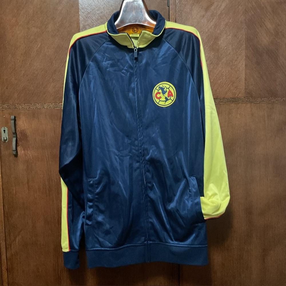 Club America, soccer, track, jacket, navy, and yellow. Excellent used condition.